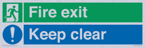 Fire exit Keep clear dual sign